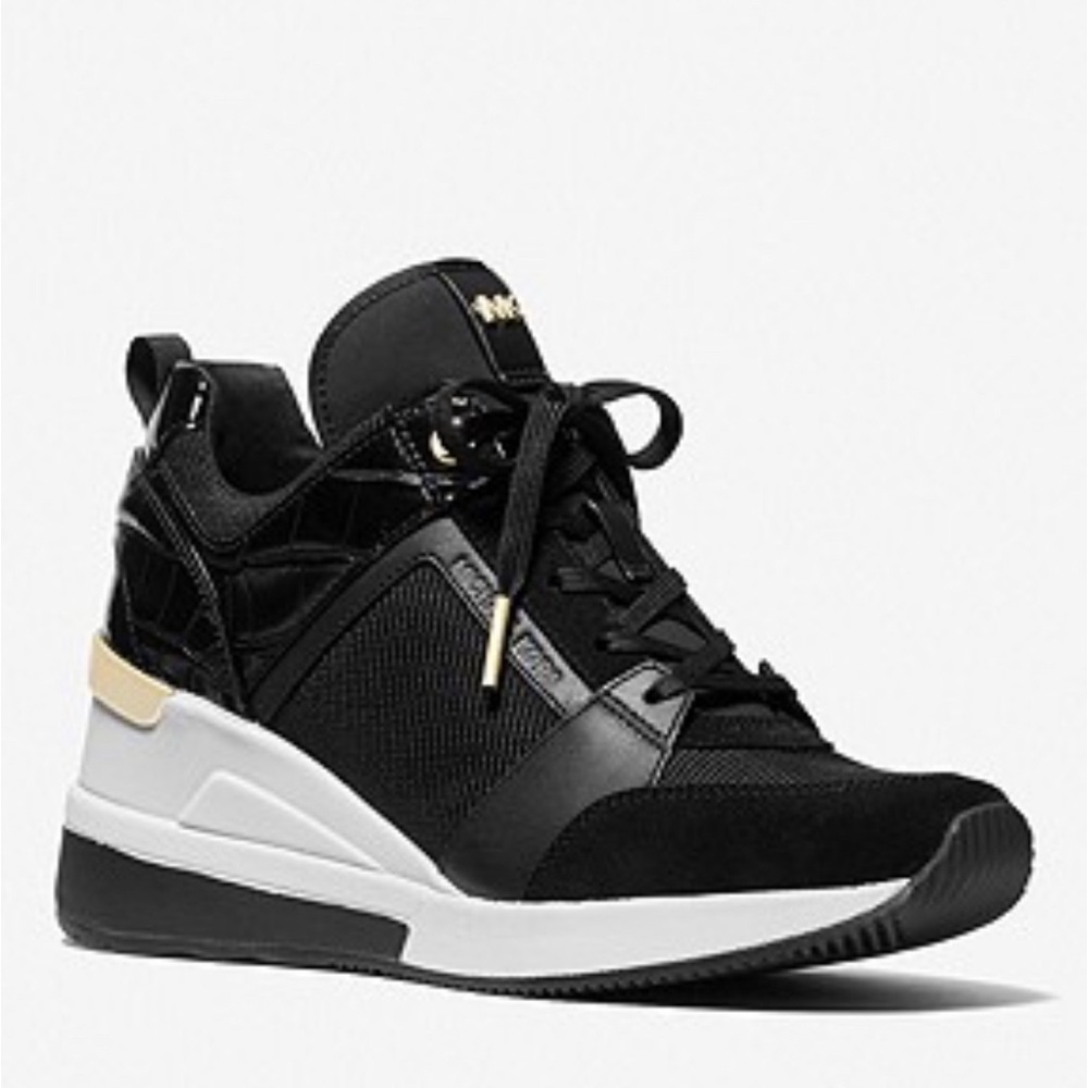 MICHAEL KORS CRISTA CANVAS TRAINER GEORGIA NYLON  LEATHERS - Picture 6 of 8